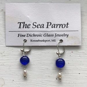 Dichroic Glass Dangling Earrings